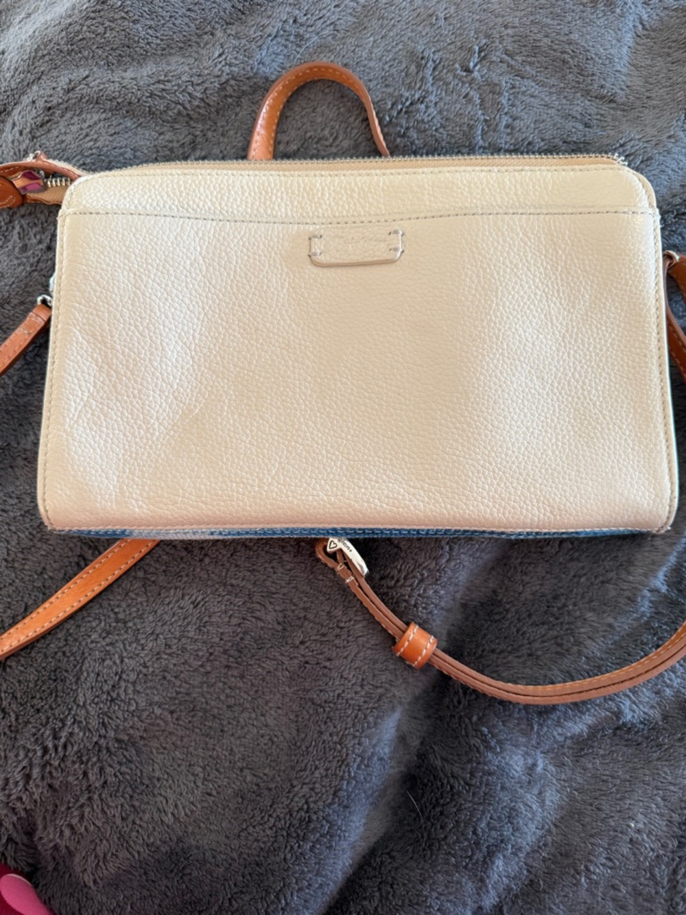 Brighton Canvas Stripe Crossbody with Anchor Patch - Blue & Tan - Picture 5 of 15